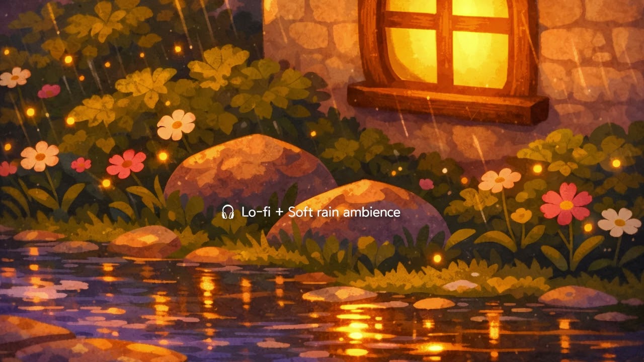 soft Rainy Paths rain hitting windows 🌧️ | Relaxing Lo-fi Game Music