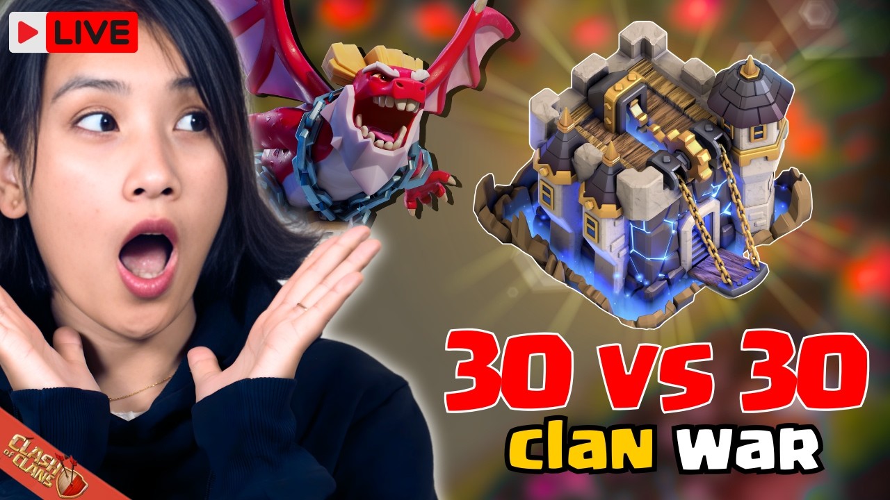 Clash of Clans LIVE 🔴 30v30 Clan War | Can We 3 Star Every Base? 😈 | AlyyOn
