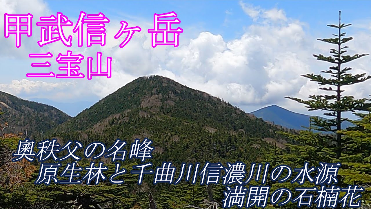 日本百名山の甲武信ヶ岳　千曲川信濃川水源の原生林を毛木平から石楠花の咲き誇る十文字峠、三宝山から周回で。Google Earth Proの地図でわかりやすい登山道案内、動画と写真で百名山の山座同定を