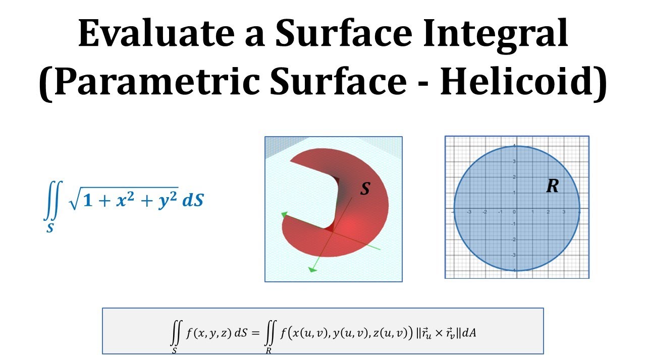 Evaluate a Surface Integral (Parametric Surface - Helicoid)