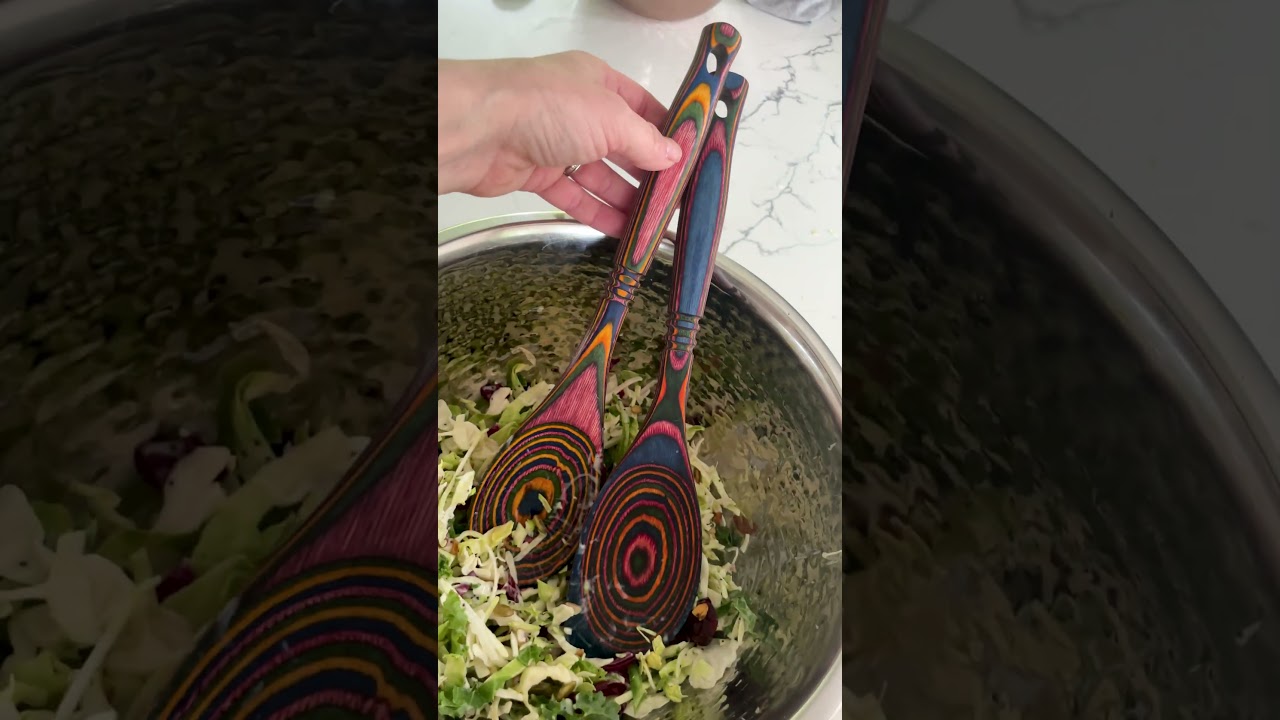 Rainbow Bamboo Pakkawood Utensils Island Bamboo Pakkawood 6 Piece Utensil Set Salad Serving Dining