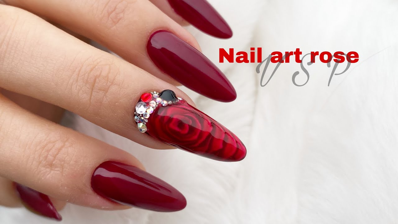 Nail art rose pour la st Valentin 🥀