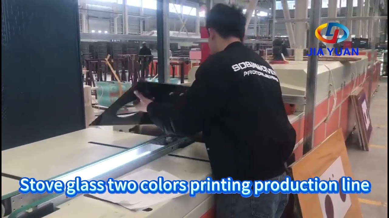 stove glass panel two colors screen printing line#screenprinting  #glassprinting #homeappliances