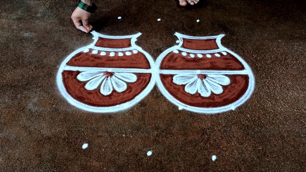 Pongal double pot rangoli|5*3 sankrantimuggulu|bhogi pongalpotrangoli|paanaikolam|super rangoli