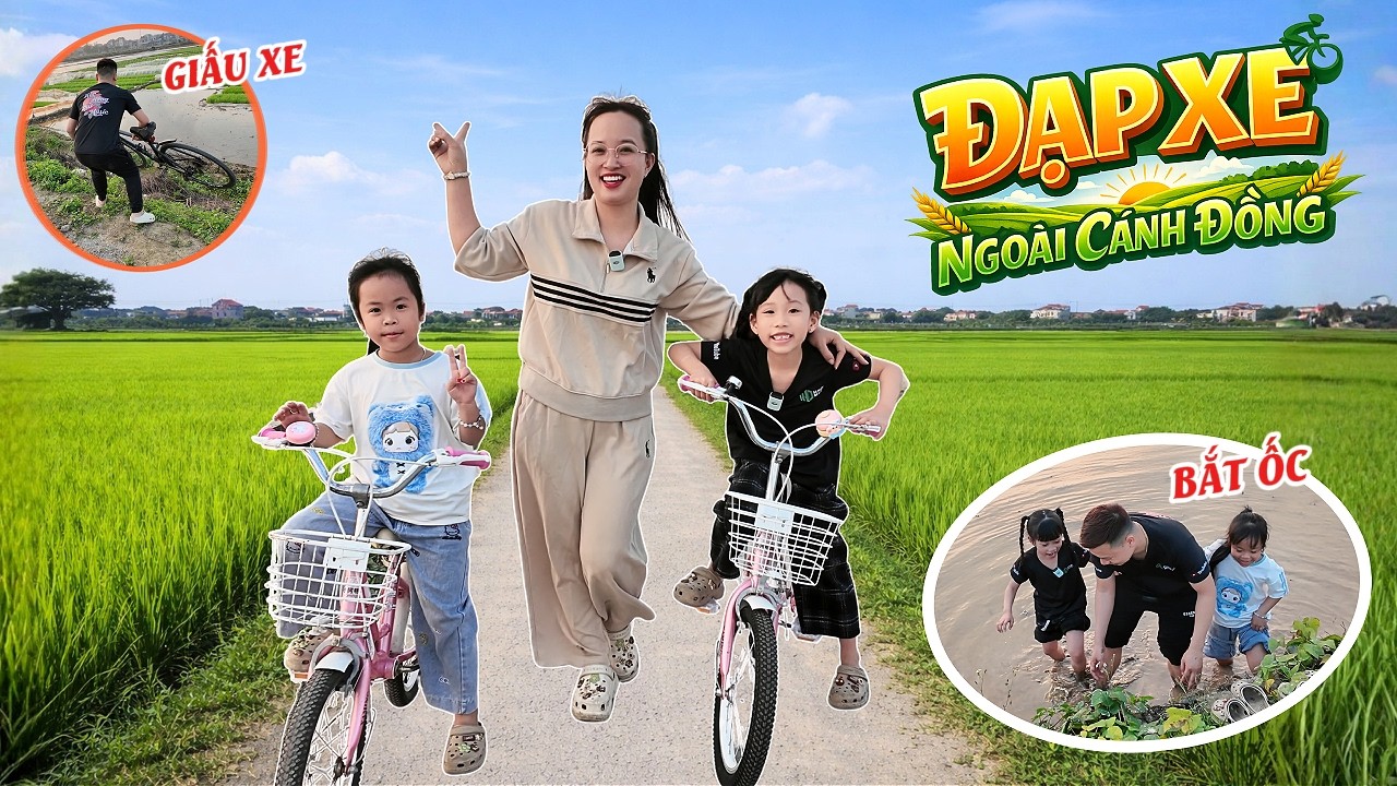 Lần Đầu MiMi & Mint Vy Đạp Xe Ngo&agrave;i Đồng V&agrave; C&aacute;i Kết Xuống Ruộng M&ograve; Ốc 😆