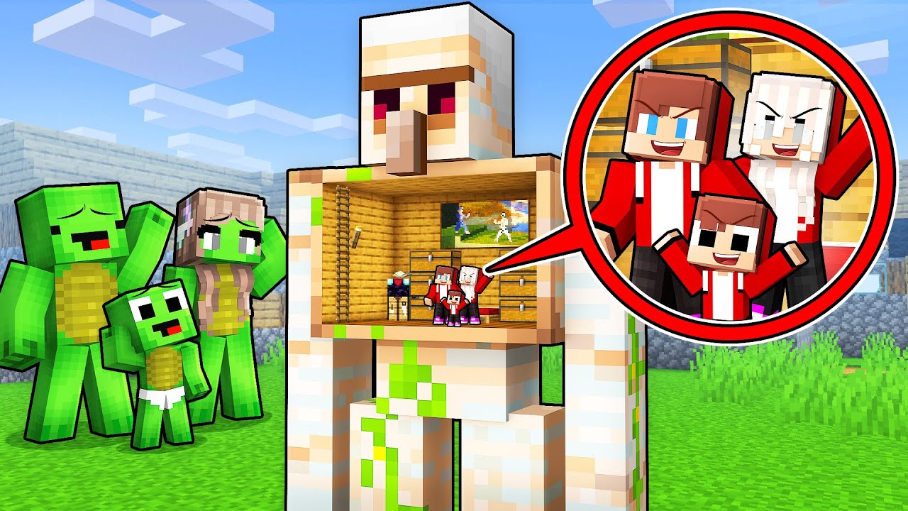 JJ Family Built a Base Inside Golem To Prank Mikey Family in Minecraft (Maizen)