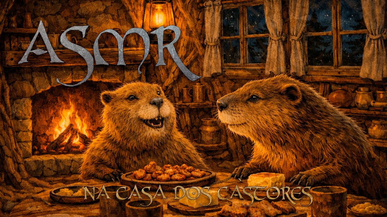 ASMR | Descanse um pouco na casa dos castores antes de começar a semana | Fogueira & Vento