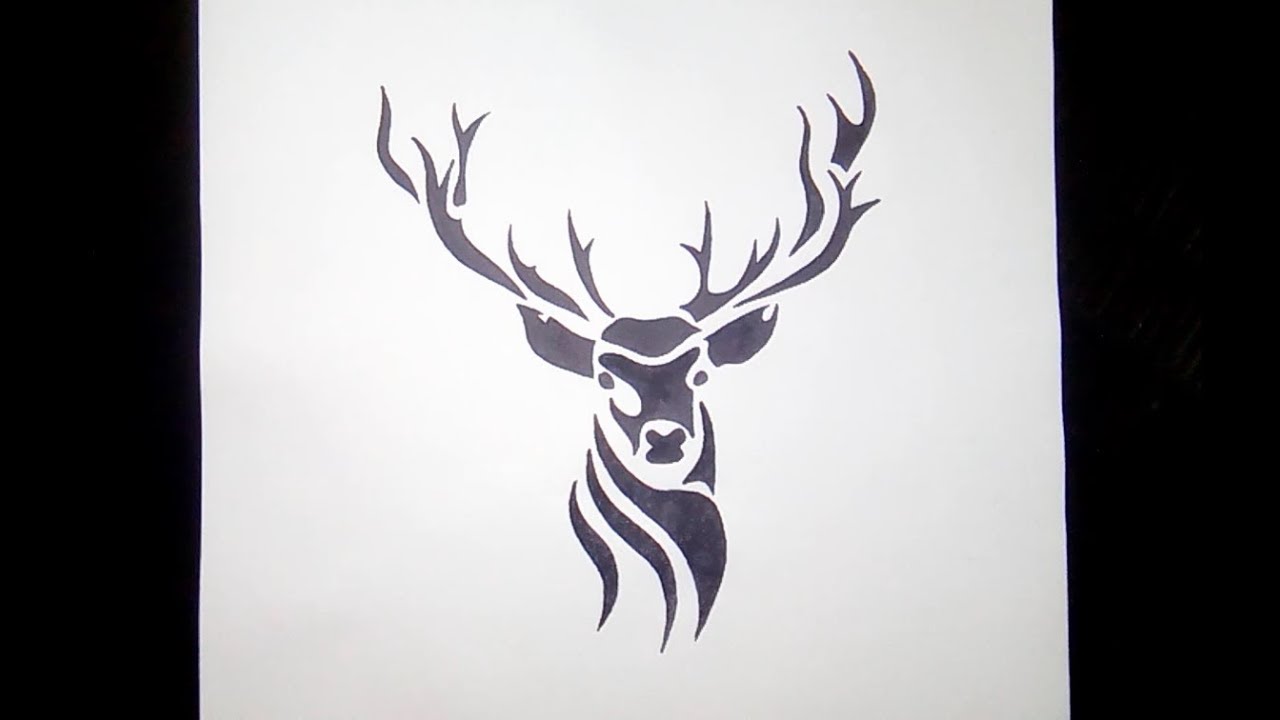 How to draw a Deer head tribal tattoo