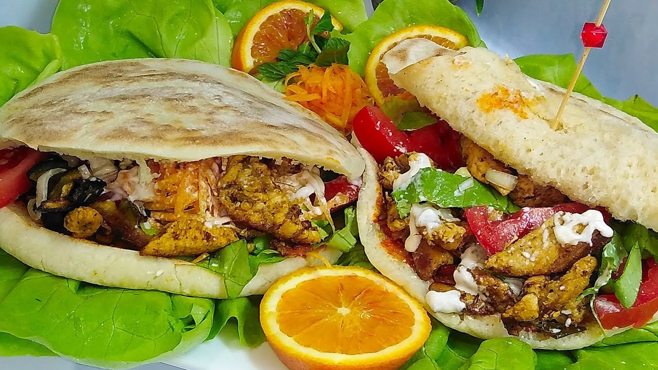 سندويتشات الخبز العربي اوالخبز المنفوخ بدون فرن بحشوة روعة مثل المطاعم 🤤🤤🤤🤤