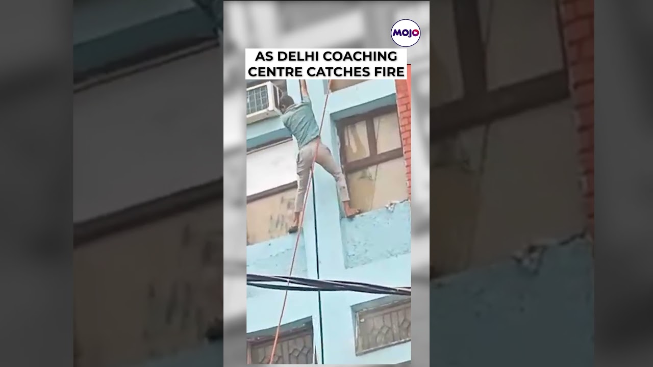 Delhi Coaching Centre Fire: Students Escape Windows In Delhi's Mukherjee Nagar #shorts #viral
