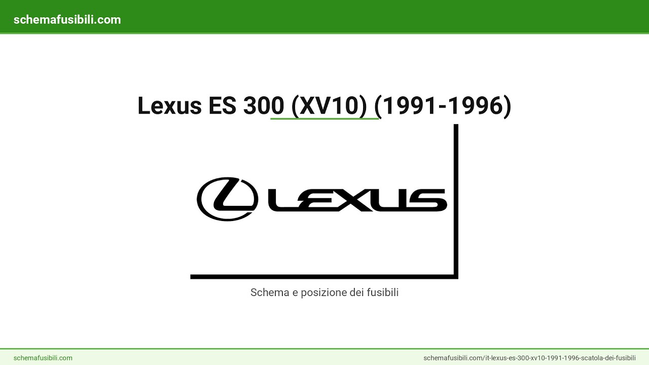 Lexus ES 300 1991–1996 Schema Fusibili | schemafusibili.com