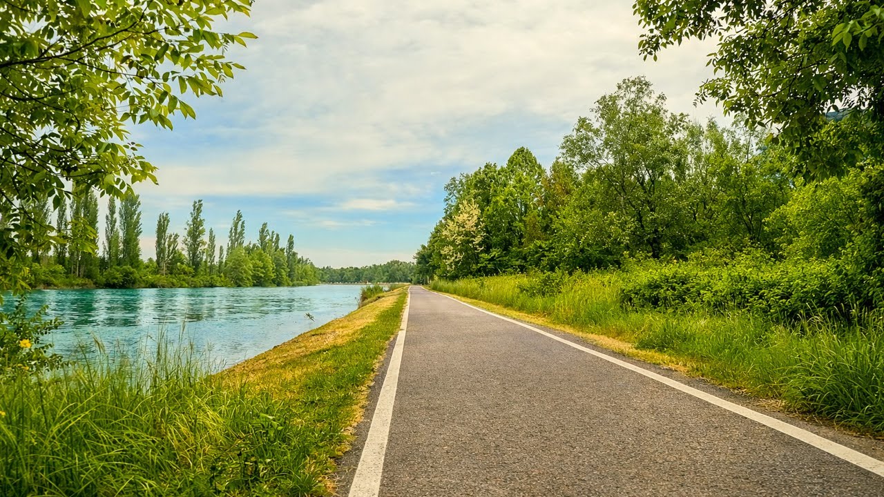 POV Cycling Along the Mincio River to Lake Garda | Borghetto to Bardolino | 4K No Music