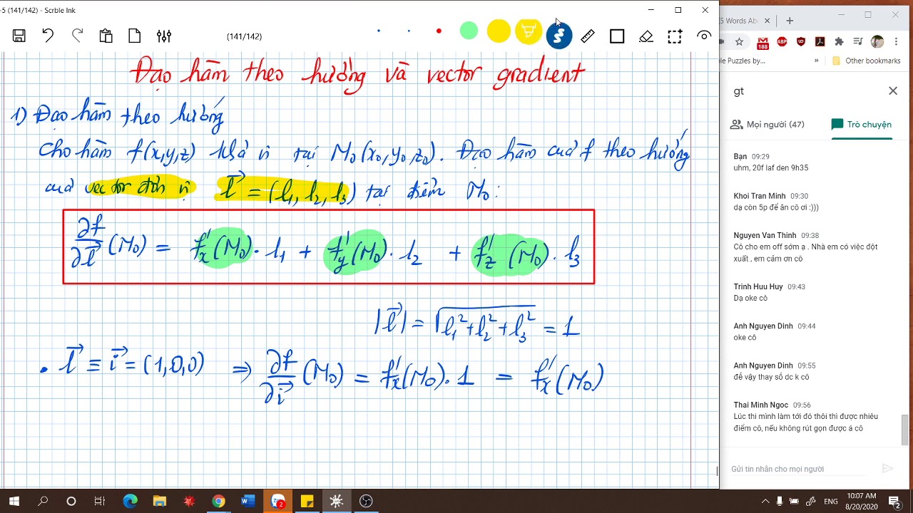Giải tích 1: C4-B : Đạo hàm theo hướng và vector gradient