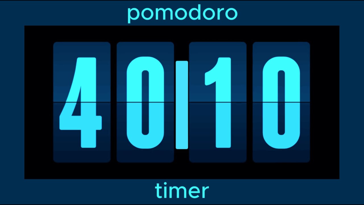 40 I 10 pomodoro timer / 4 hour • electric blue design • flip timer • no music • only bell /