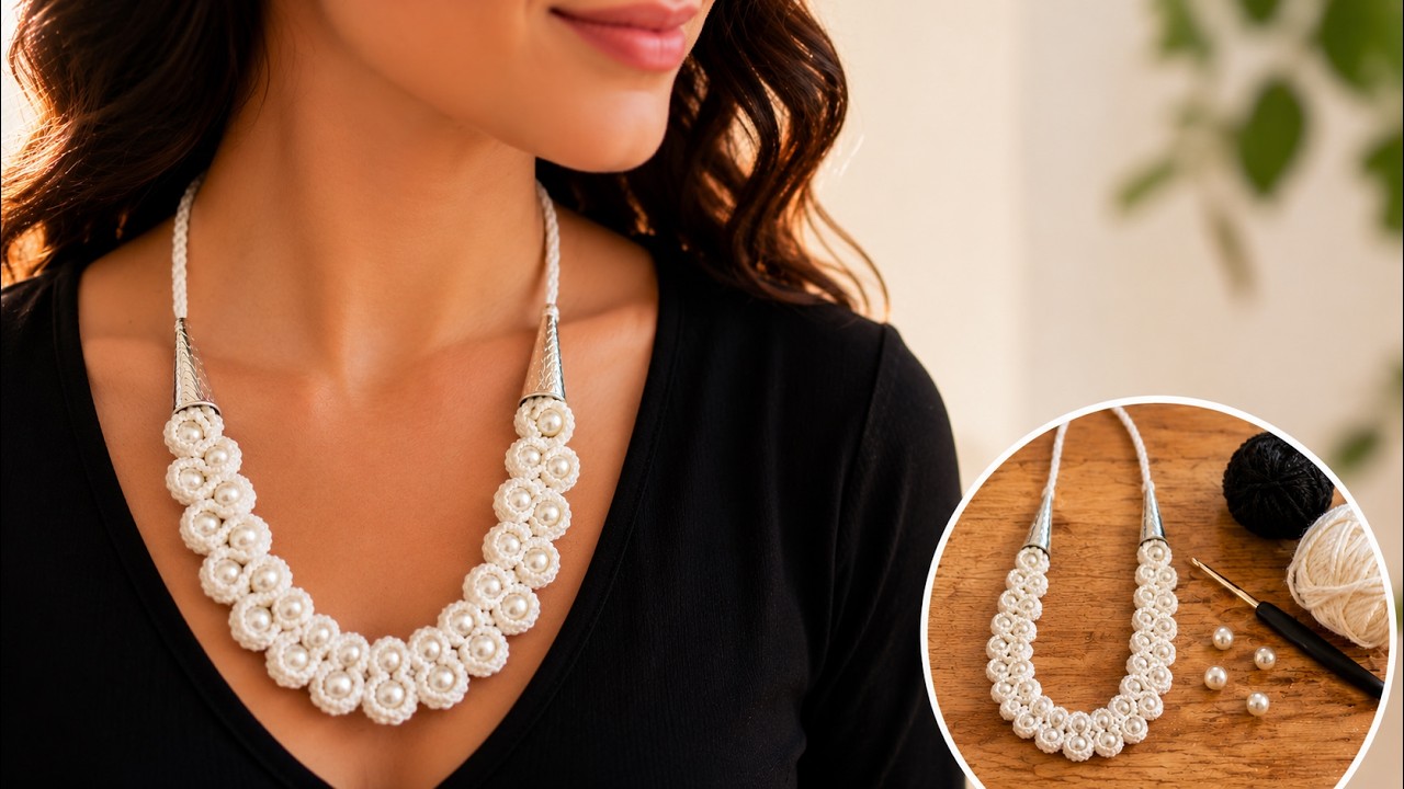 Collana perle e Crochet - tutorial uncinetto bijoux