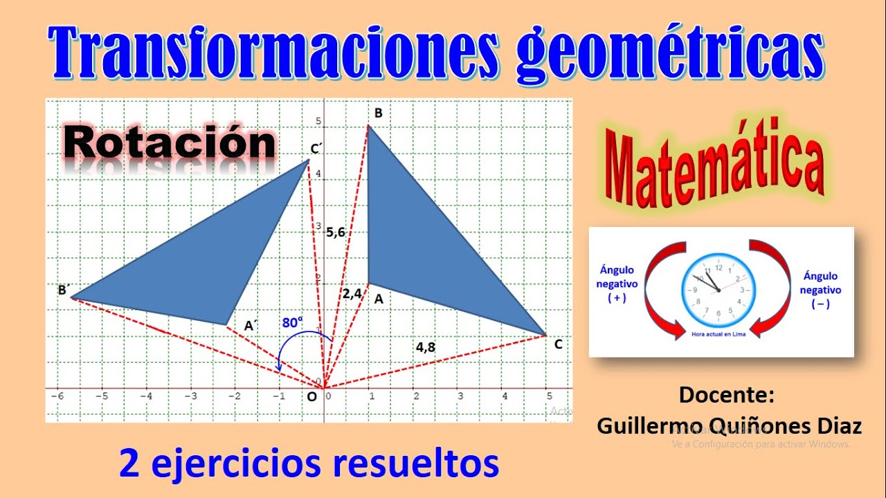 Transformaciones geométricas en el plano cartesiano - Rotacion de figuras geométricas en el plano