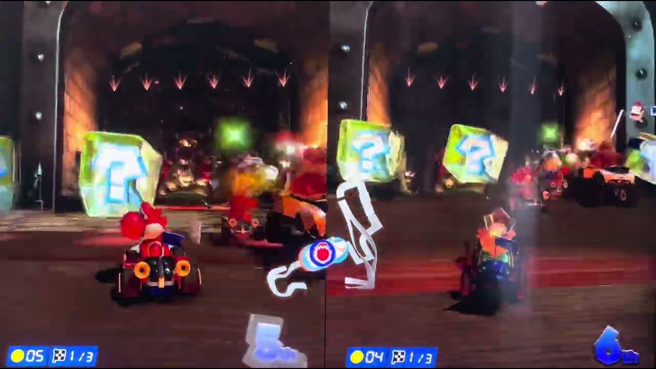 Red Yoshi and Baby Rosalina team up in Bowsers Castle on Mario Kart 8 | Kids Play Switch