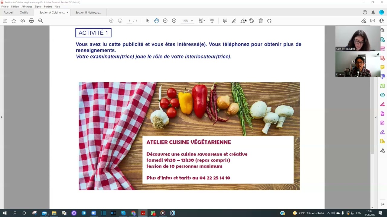 TEF Expression Orale - Simulation d'une section A