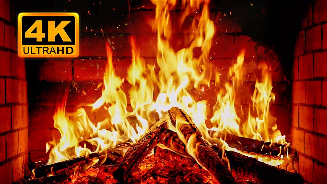 🔥 Fireplace 4K UHD! Fireplace with Crackling Fire Sounds. Fireplace Ambience