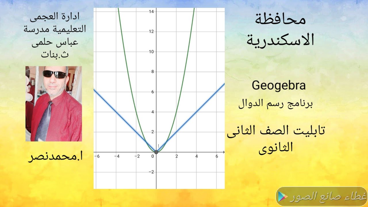 شرح برنامج Geogebra  لرسم الدوال الموجود على تابليت المرحلة الثانوية ا.محمدنصر