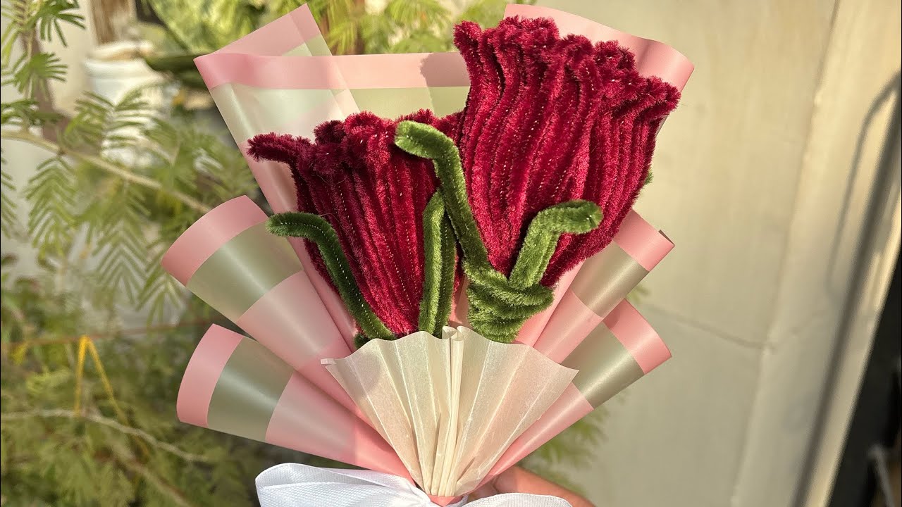 DIY pipe cleaner rose bouquet tutorial 🌹