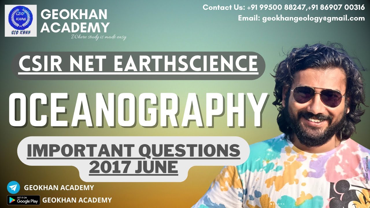 CSIR NET EARTHSCIENCE June 2017| Important MCQ on Oceanography | Geology lectures | Geokhan academy