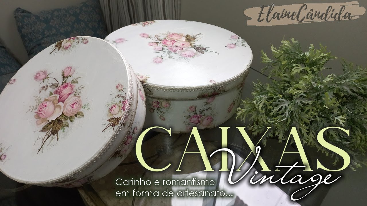 Artesanato em MDF: Caixa redonda rústica vintage romântica, lindamente decorada com guardanapo!