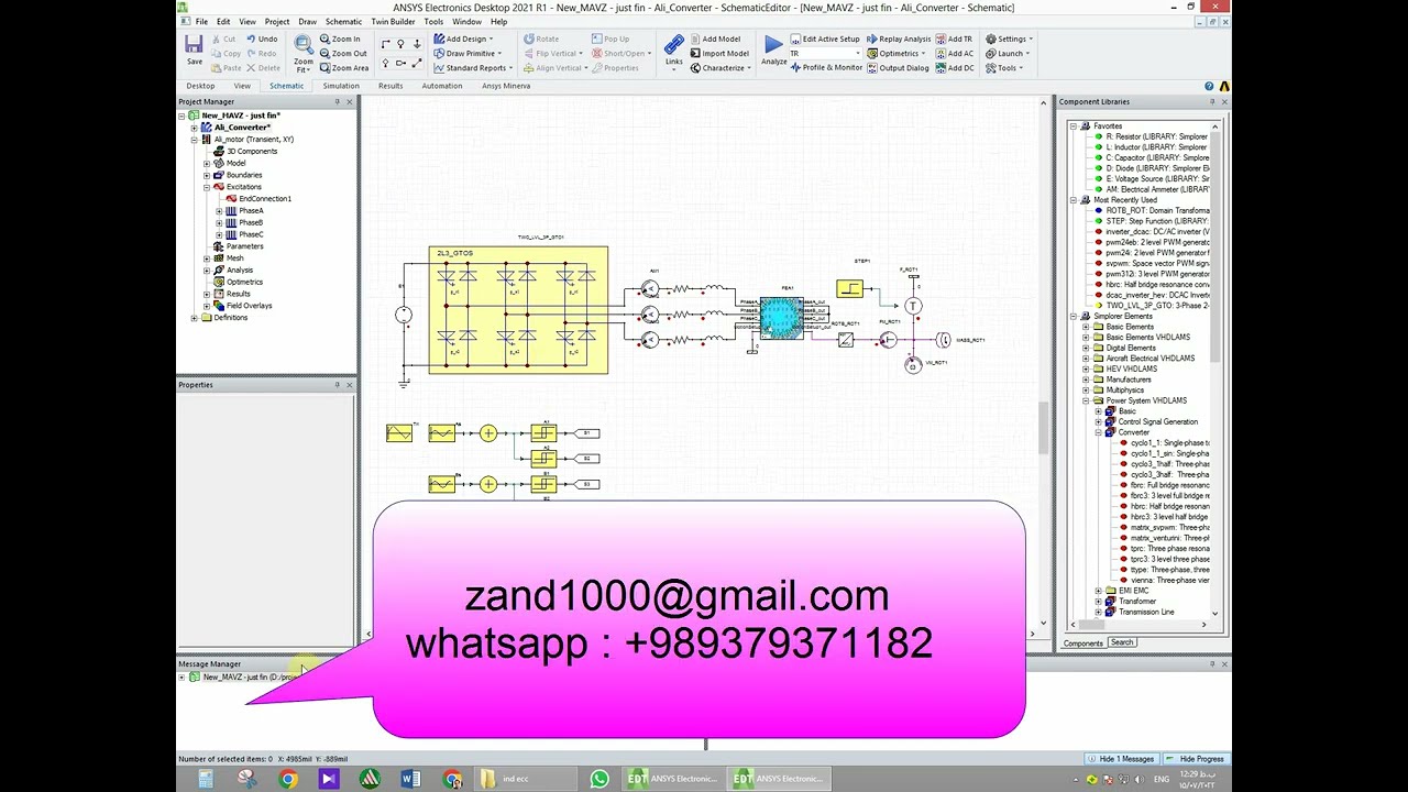 SIMPLORER coupling with MAXWELL to simulating an inverted fed induction motor