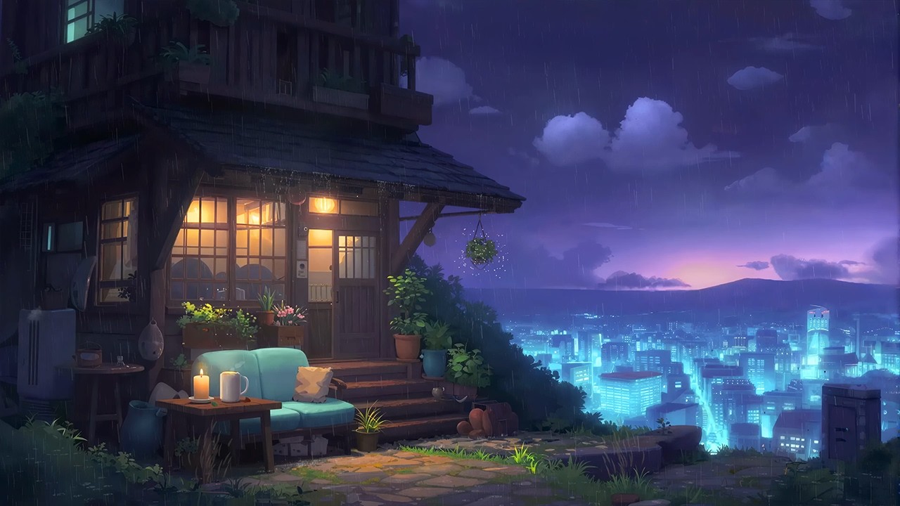 Night City View from Hill 🌃 Chill Beats to Study & Focus 📚 Lofi Hip Hop Mix