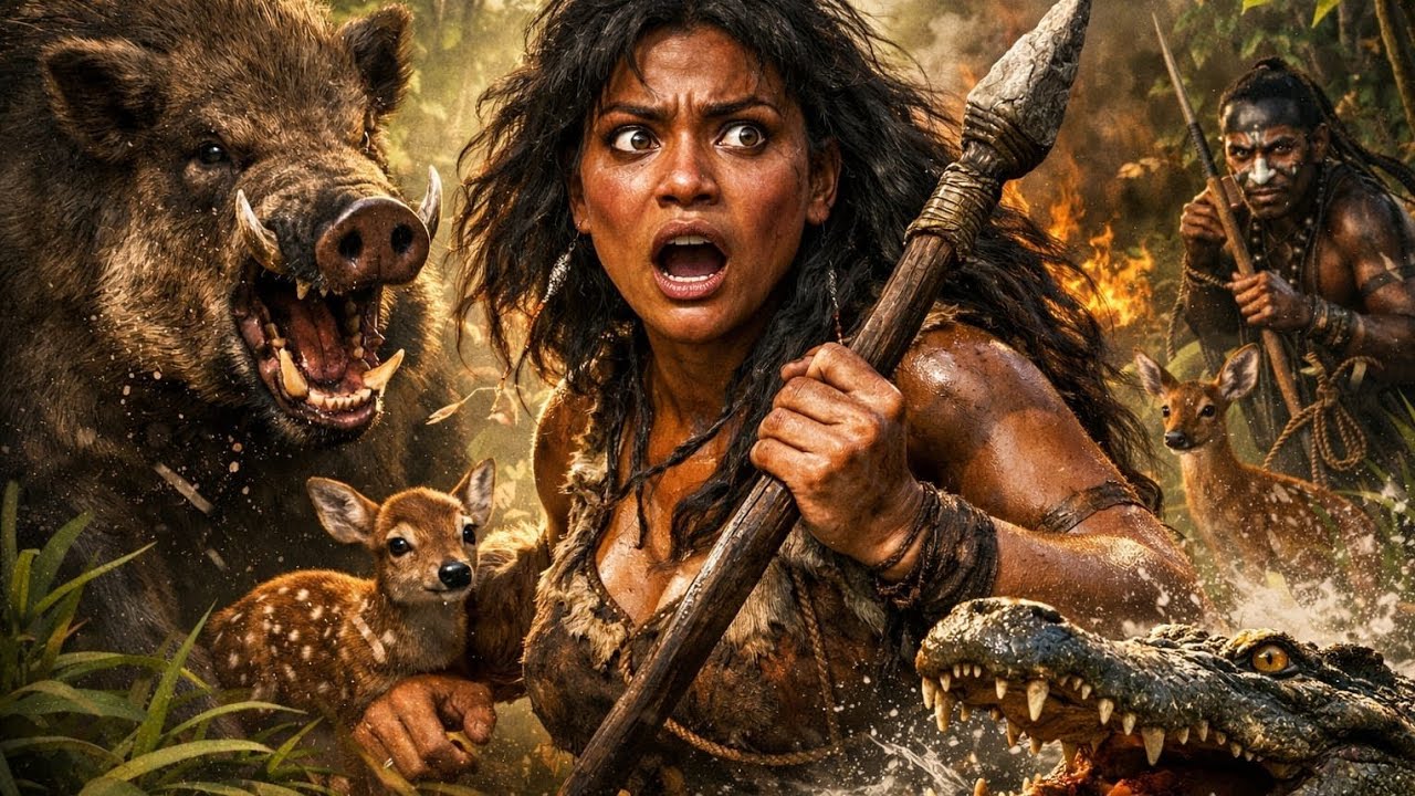 Life Million Years Ago: girl Survives Jungle with Animal Companions vs🐍🐊 | Prehistoric Survival