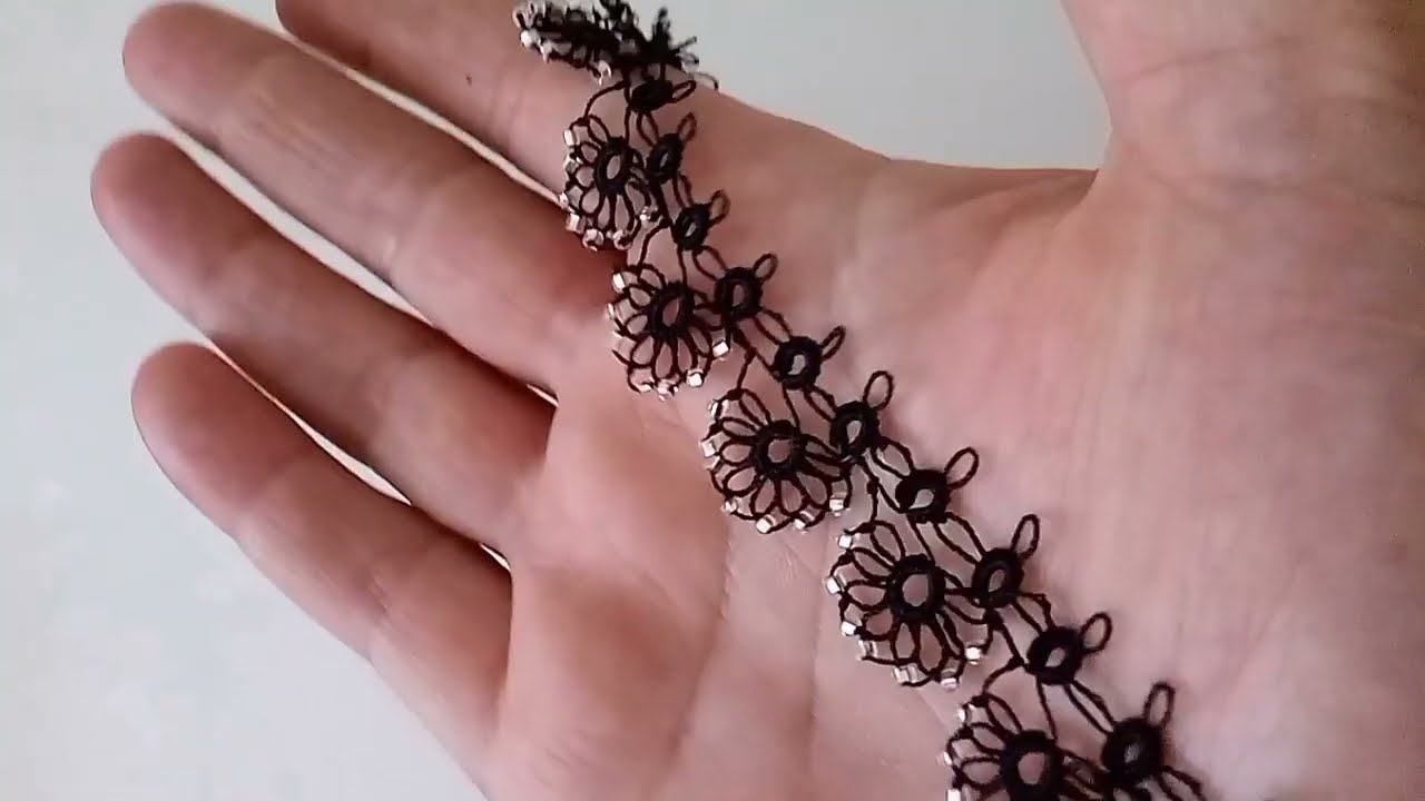 boncuklu sıralı mekik oyası modeli