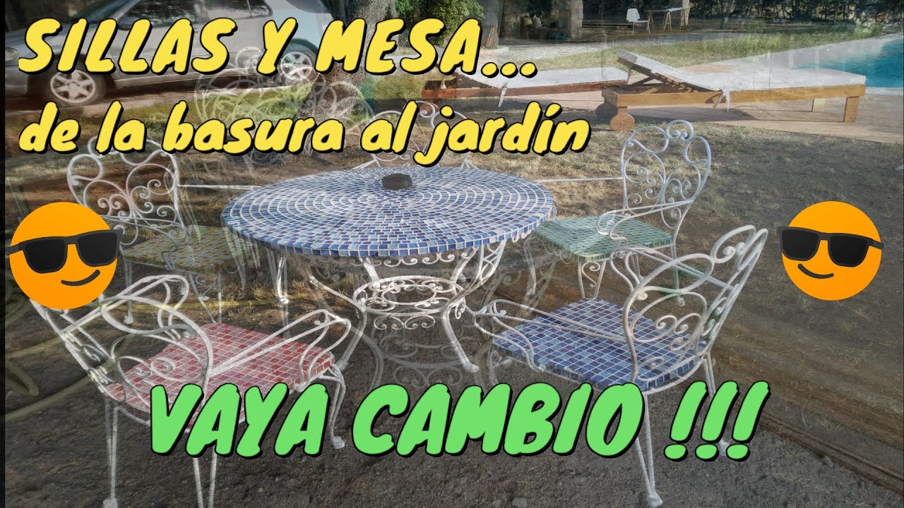 Restauramos sillas y mesa de hierro. De la basura a nuestro jardín. Vaya cambio!!!