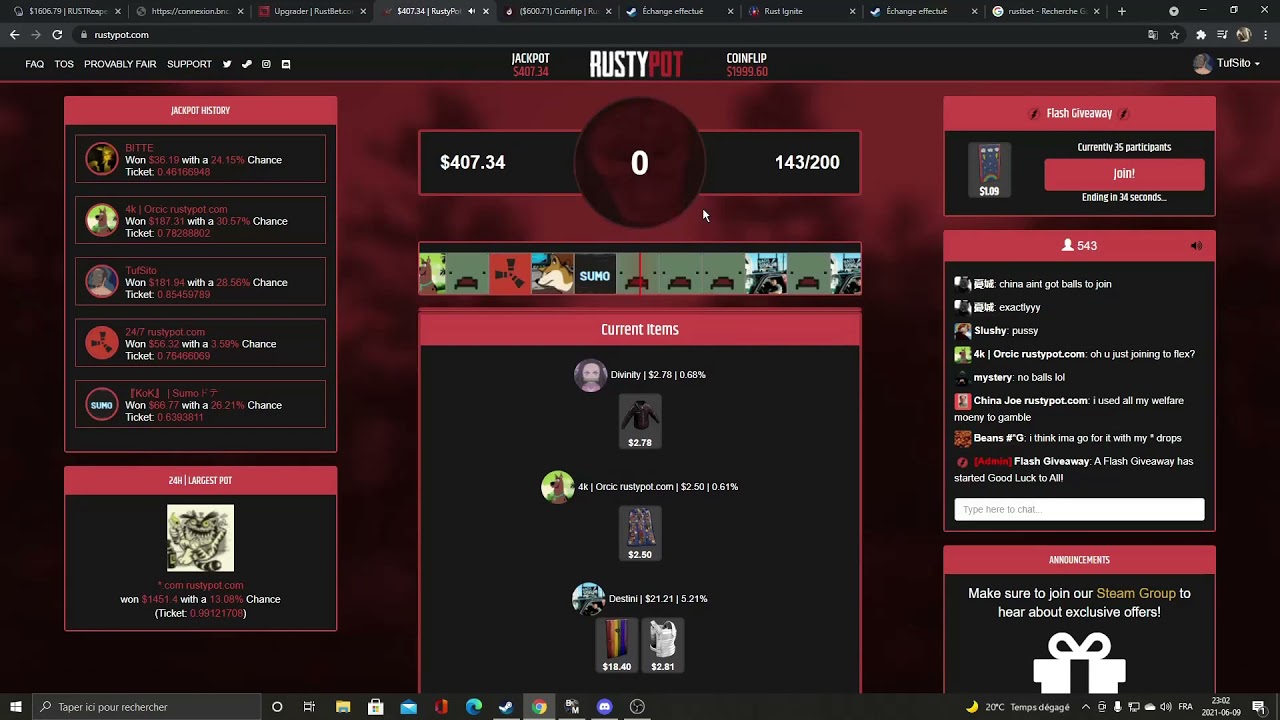 How i won 400$ Rustypot
