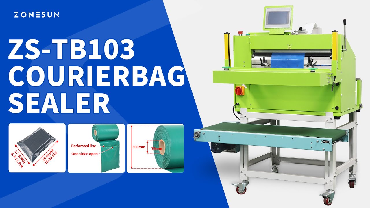 ZONESUN Automatic Courier Bag Sealer Plastic Pouch Sealing Labeling Machine ZS-TB103