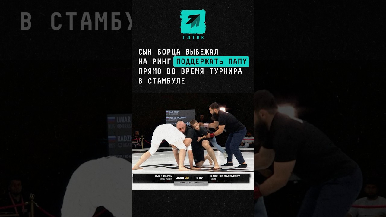 Сын борца выбежал на ринг поддержать папу прямо во время турнира в Стамбуле #новости