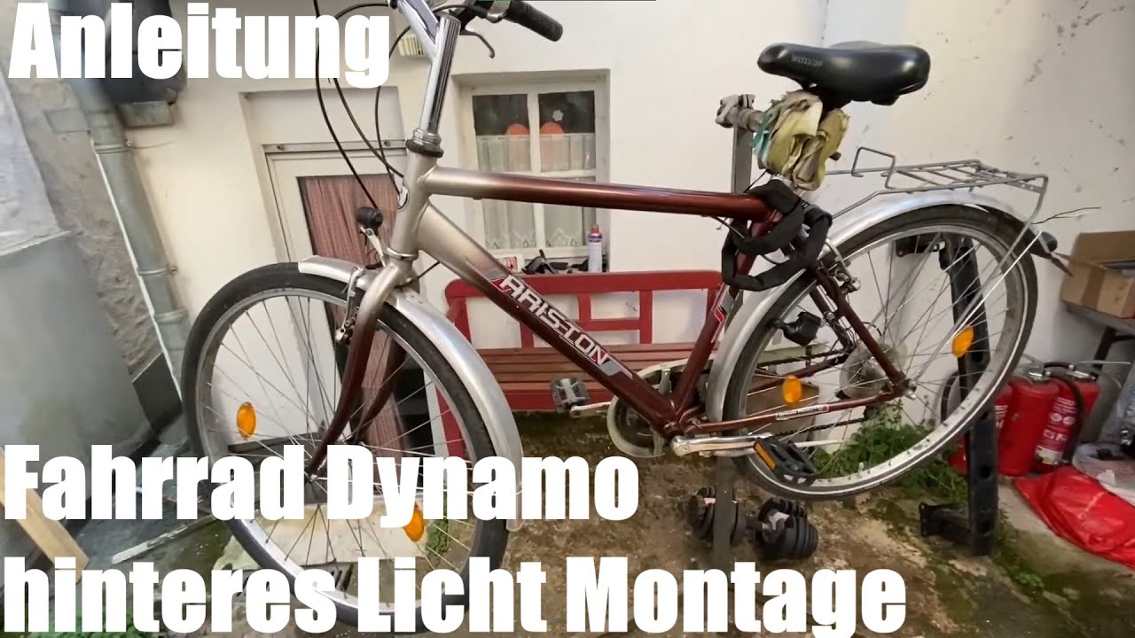 Fahrrad Dynamo (Seitenläufer & Rücklicht mit 2 Kabel Verdrahtung) hinteres Licht Montage Anleitung