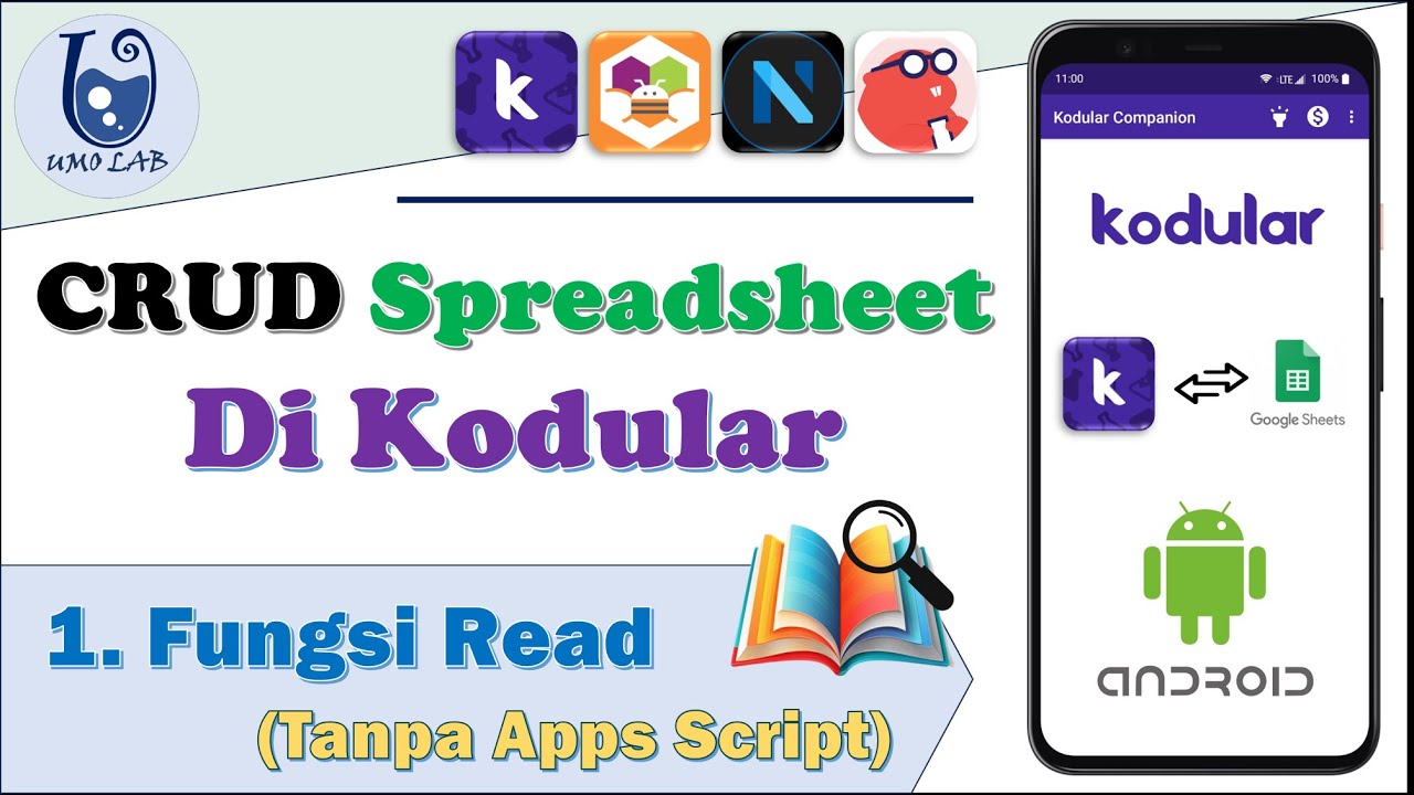 1. CRUD Spreadsheet - Read Data Single Sheet di Kodular tanpa Apps Script