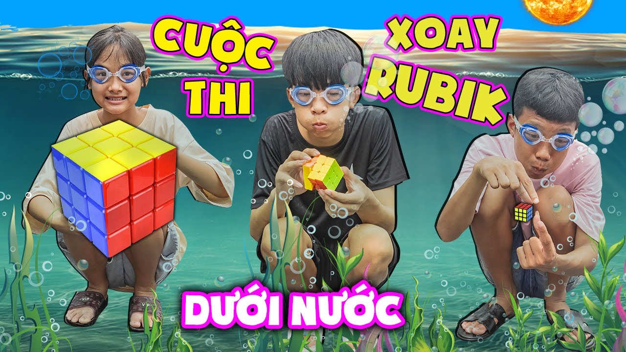 Thử Thách Xoay Rubik Dưới Nước - Rubik Tí Hon, Rubik Bình Thường Vs Khổng Lồ ❤ KN CHENO Chị Hằng