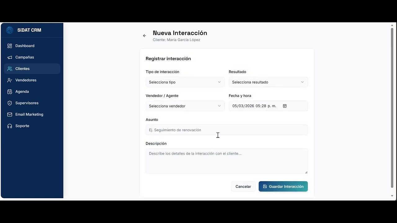 4 Demo CRM SiDAT   Vendedores