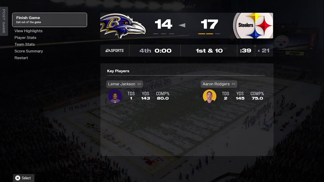 Madden 26 simulation. Week: 18 Ravens Vs Steelers. *NO COMMENTARY*