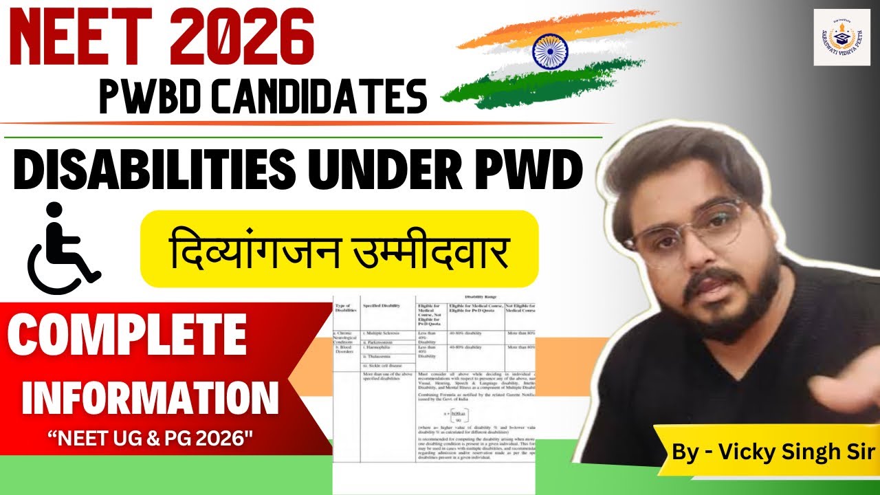Neet2026 PwD Category कौन-कौन सी Disabilities को मिलता है Neet में MBBS Reservation PwBD Eligibility