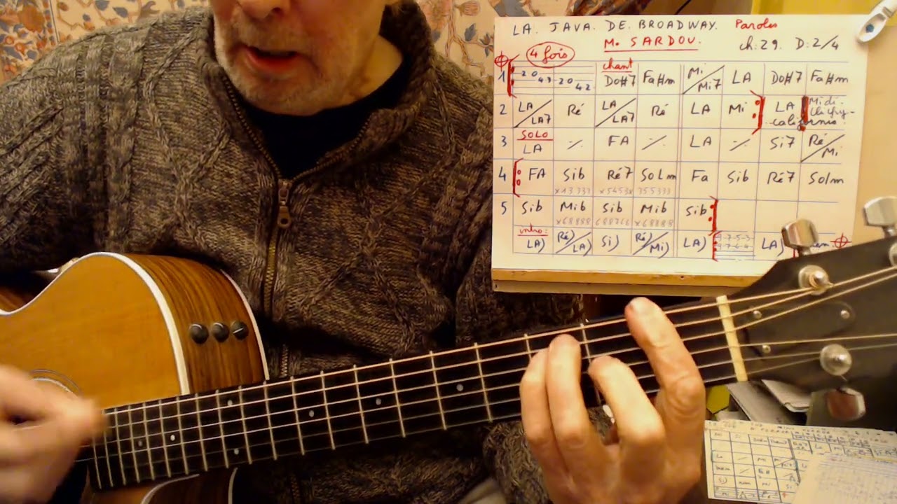 LA JAVA DE BROADWAY DE MICHEL SARDOU  //  ACCORDS GUITARE / QSQS 7 /CH : 29 / D : 2/4 .