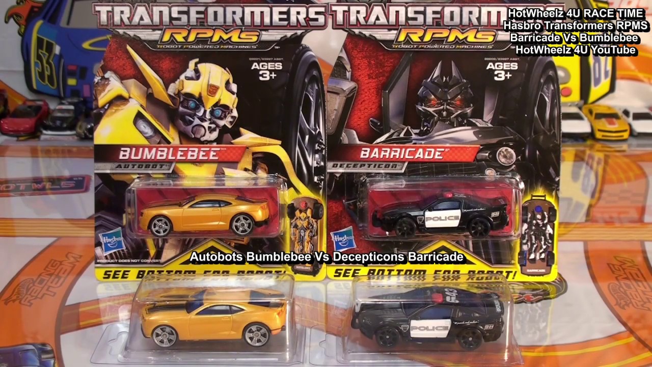 Hot Wheels Racing Hasbro TRANSFORMERS Barricade Vs Bumblebee @HotWheelz4U Original HotWheelz4U