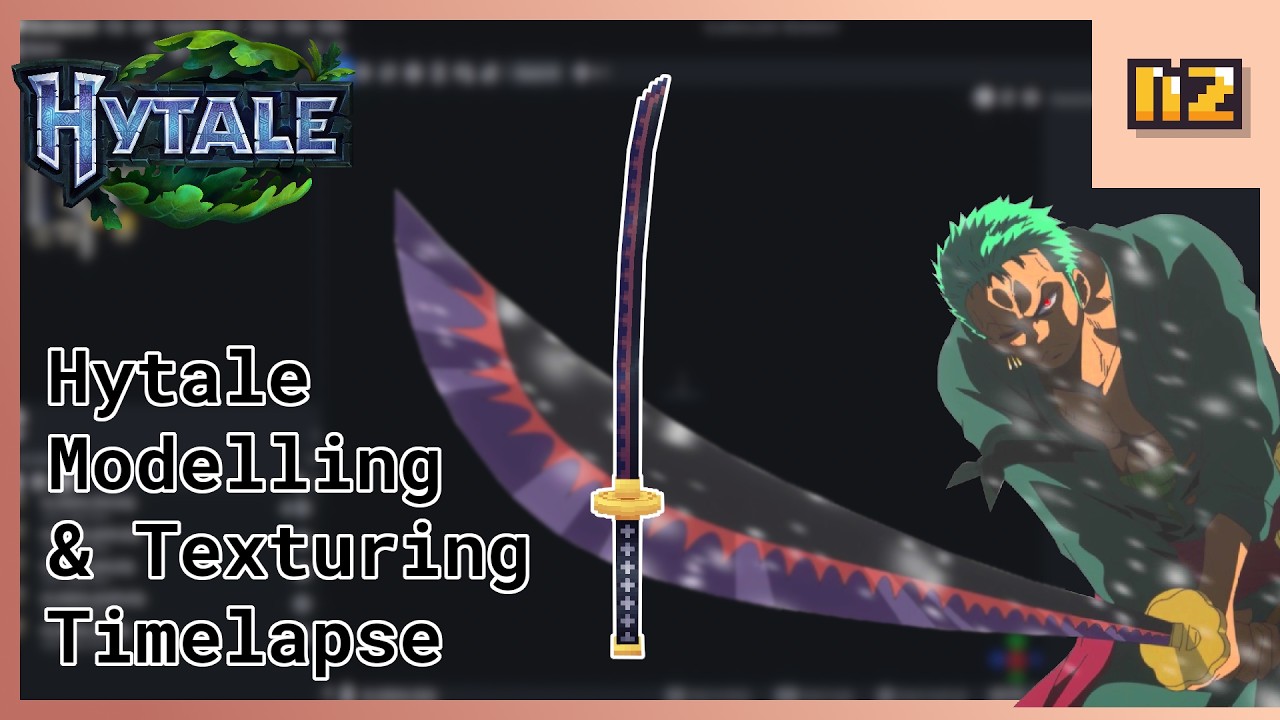 Hytale Modelling & Texturing Timelapse | Zoro's Shusui from One Piece