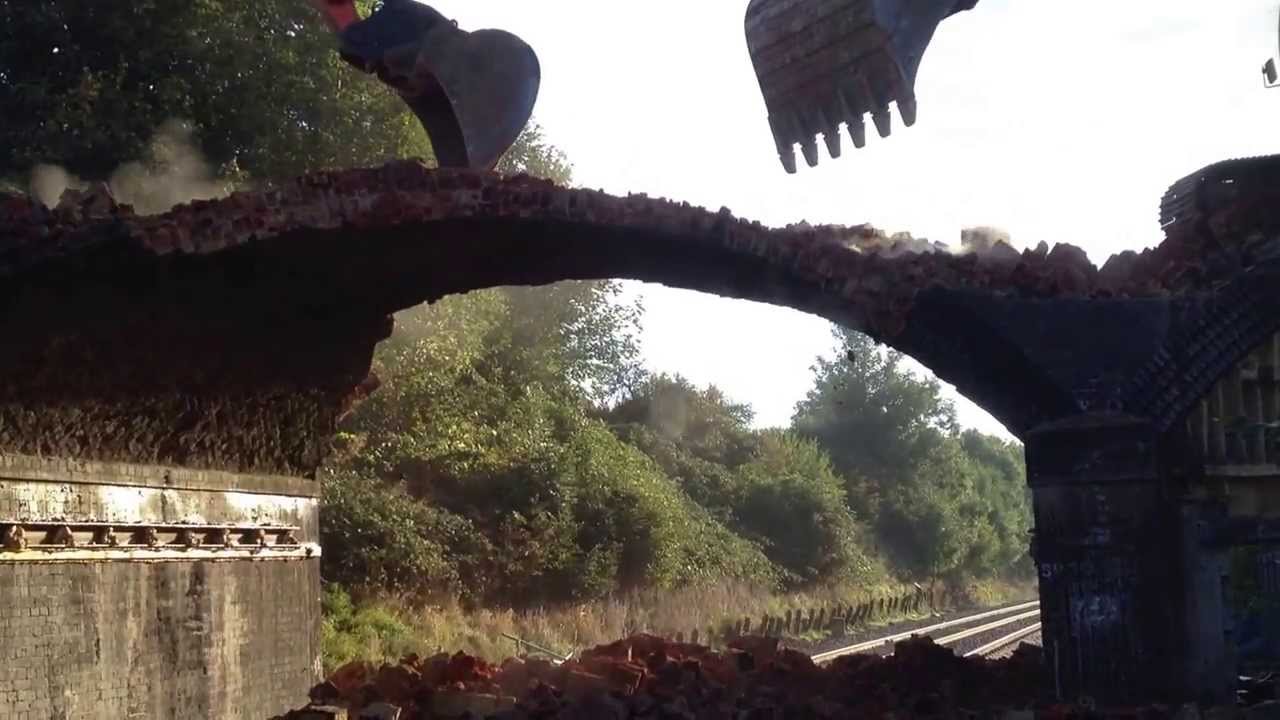 The demolition of railway bridge 44 at Rushton Northamptonshire