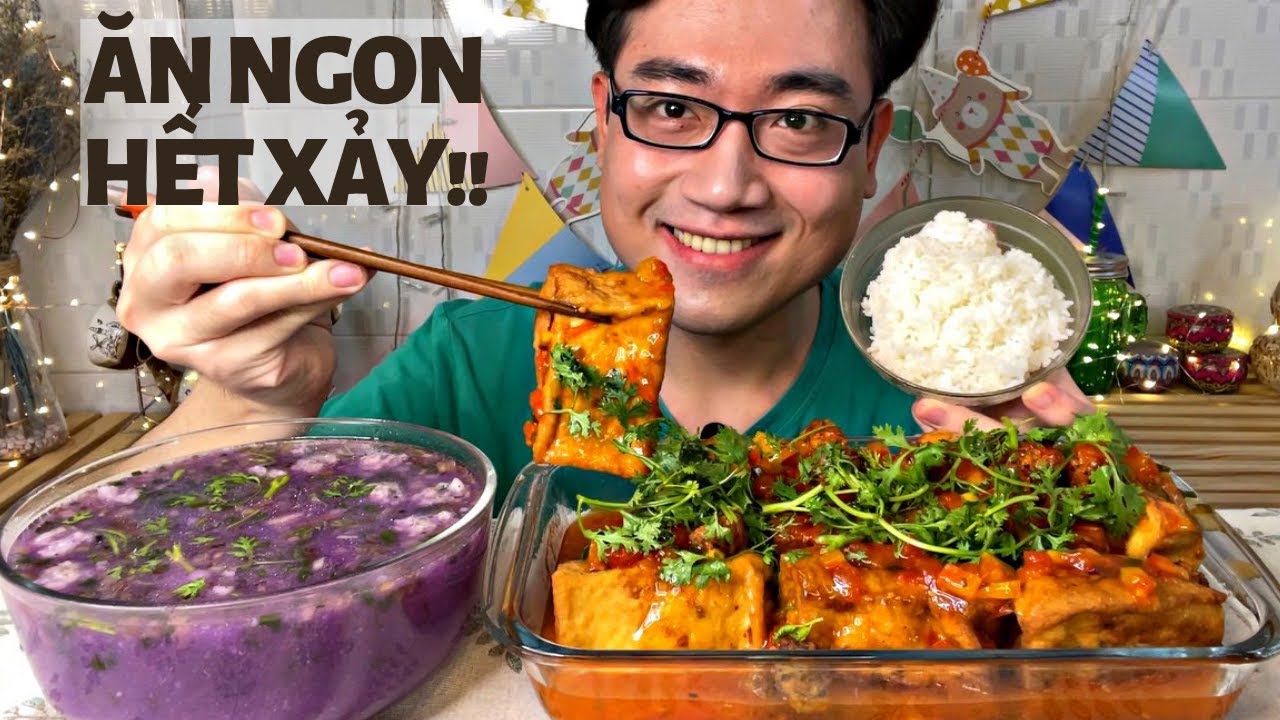 Ấm Bụng Ng&agrave;y Mưa B&atilde;o M&oacute;n Đậu Hủ Nhồi Thịt Sốt C&agrave; Chua Ăn Với Cơm N&oacute;ng C&ugrave;ng T&ocirc; Canh Khoai Mỡ N&oacute;ng Hổi