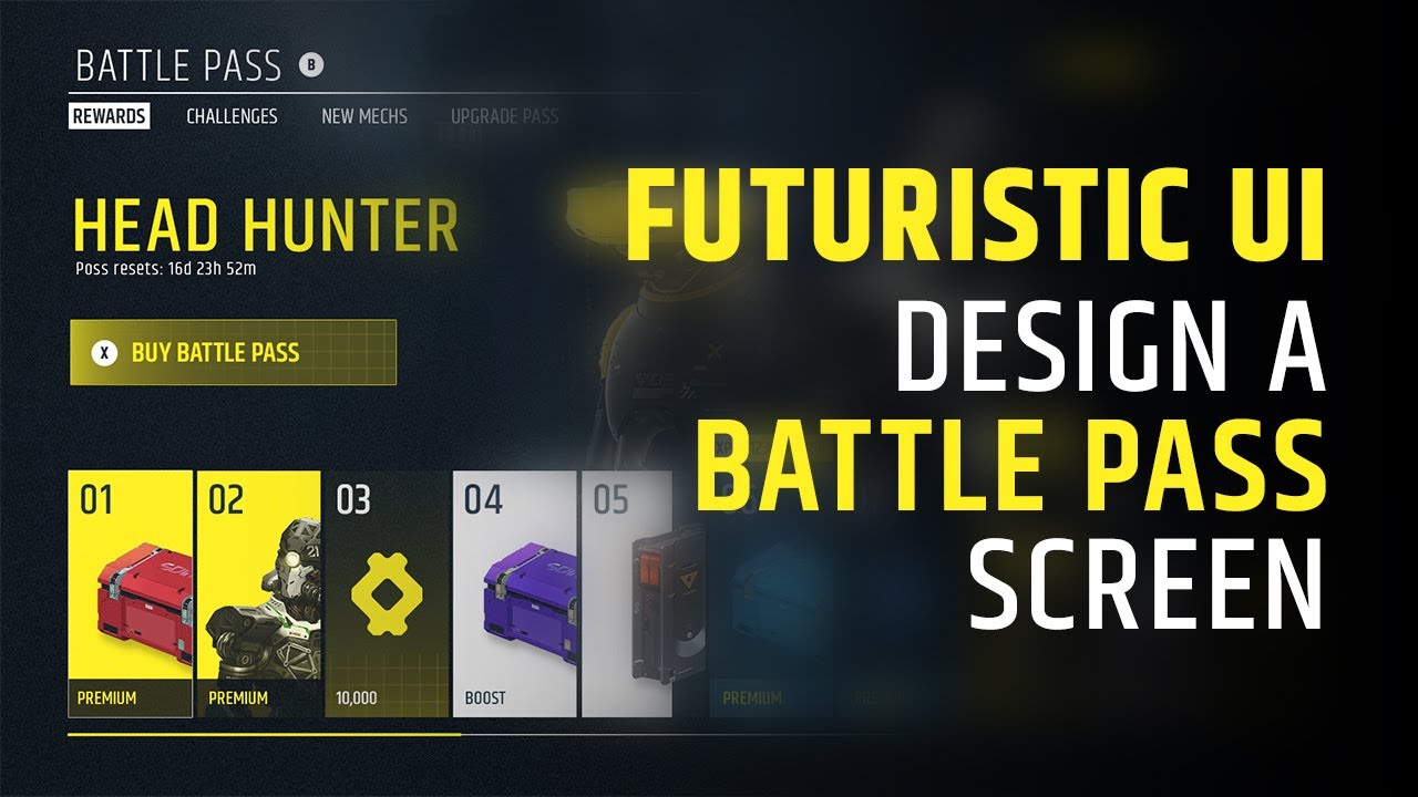 FUTURISTIC UI: Design a Battle Pass Screen #photoshop