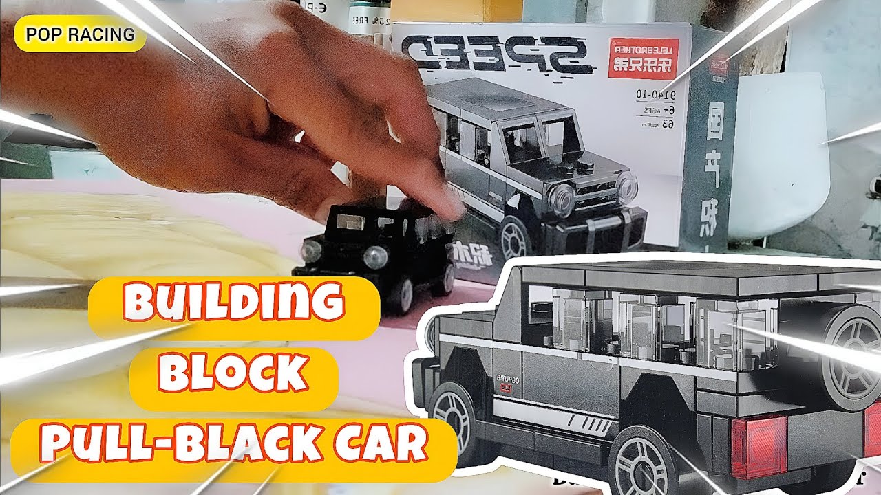 ASMR-Building Block Pull-Black Car Mini Pull Models🚙