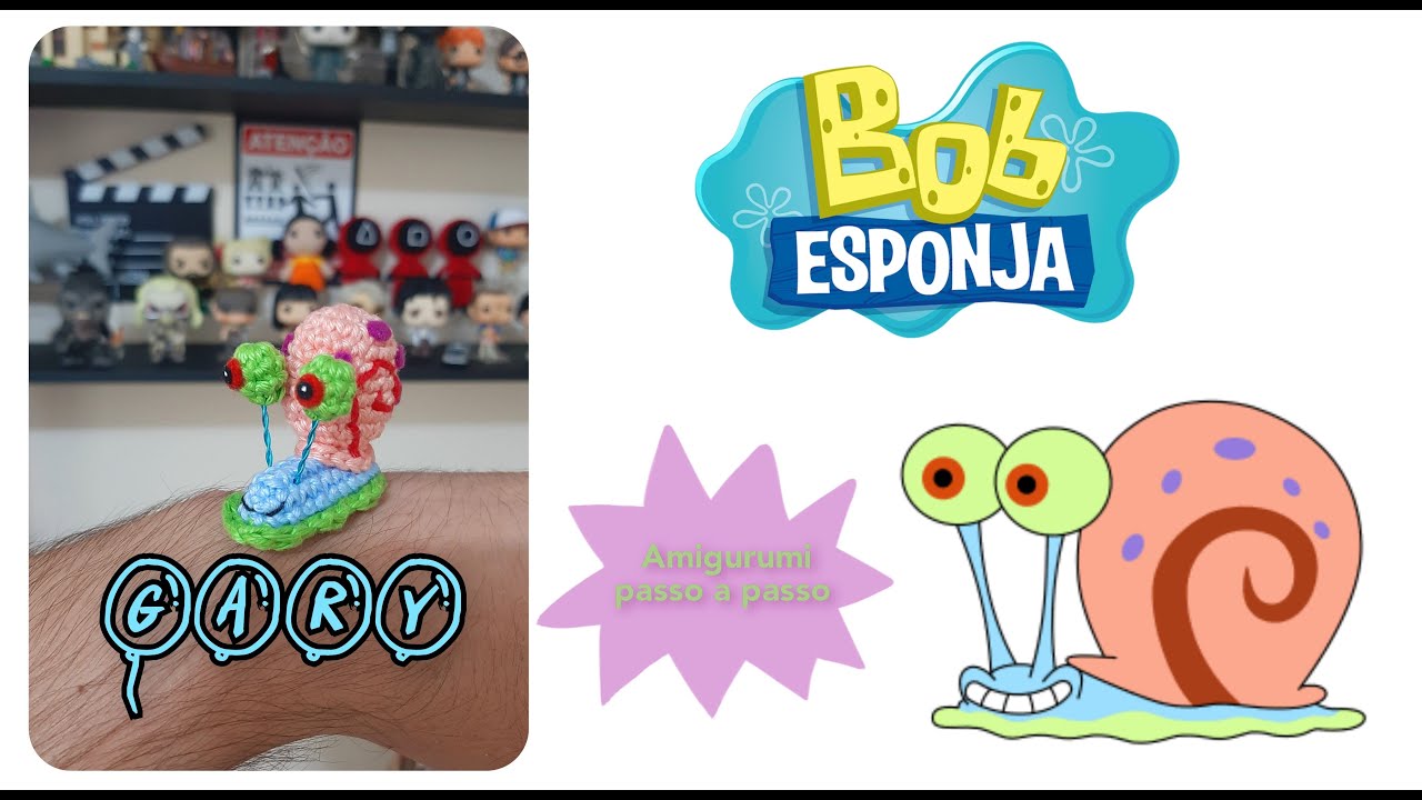 Gary Amigurumi Bob Esponja  (Aula completa) #tiagoamigurumi #croche #amigurumi