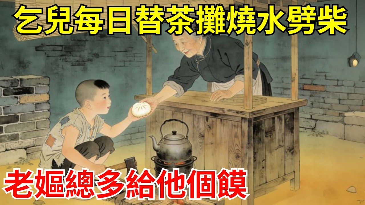 乞兒每日替茶攤燒水劈柴，只討口熱湯。老嫗總多給他個饃。十年後茶攤被惡霸強拆，一隊鹽商駕車而至，當場買下整條街：「此地，歸我恩人！」#故事頻道#聽書#民間故事#說書#善有善報#爽文